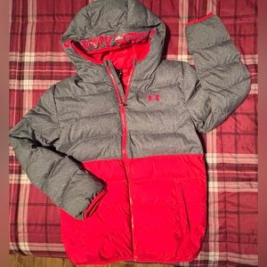 Under Armour Kids Red and Gray Puffer Jacket